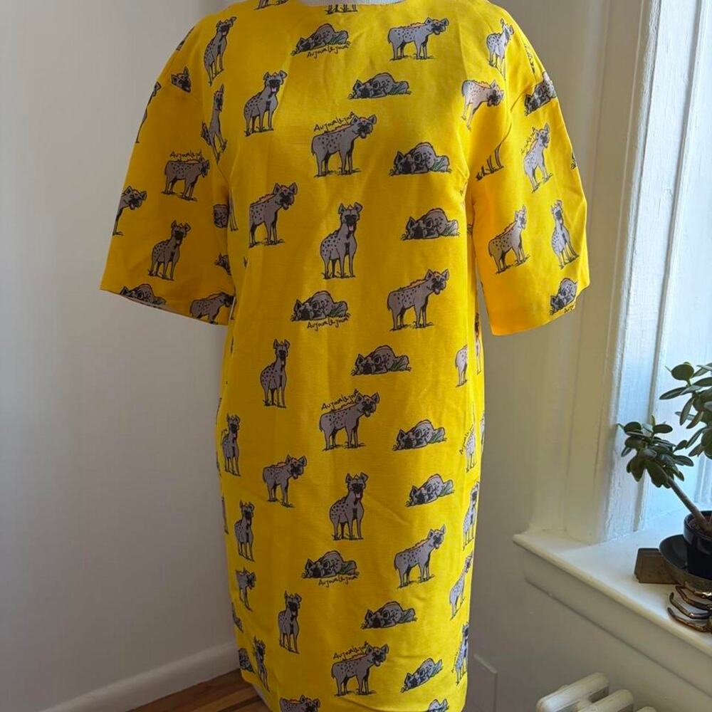 Yellow Au Jour de Jour Hyena Print Dress